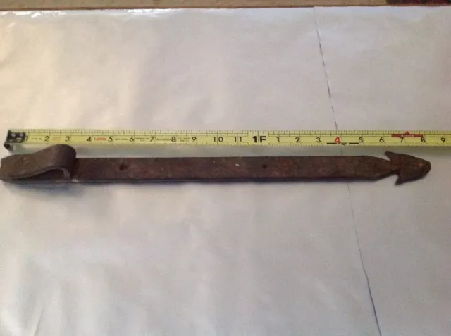 Large Strap Hinge Hand Forged Blacksmith Antique Architectural Barn House Decore