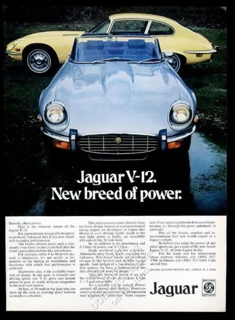 1973 Jaguar XKE XK-E roadster convertible and coupe 2 car photo vintage print ad