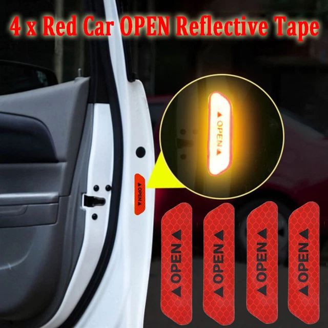 Red 4PCS Car Door Open Sticker Reflective Tape Safety Warning Decal Accessories Red 4PCS Car Door Open Sticker Reflective Tape Safety Warning Decal Accessories