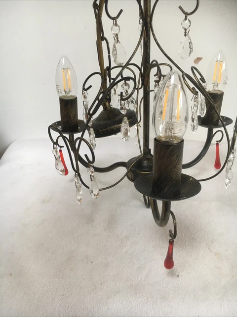 vintage 3 branch chandelier ceiling light with glass droplets