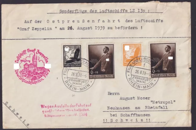 Zeppelin Deutsches Reich Brief Deutschlandfahrt LZ 130 inter. Frankatur Flugpost