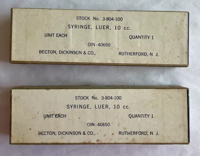 Pair Vintage Glass Syringes, Luer, 10-Cc : Becton, Dickinson & Co.