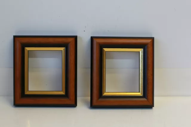 Paire de cadres rectangulaire en bois baguette doré