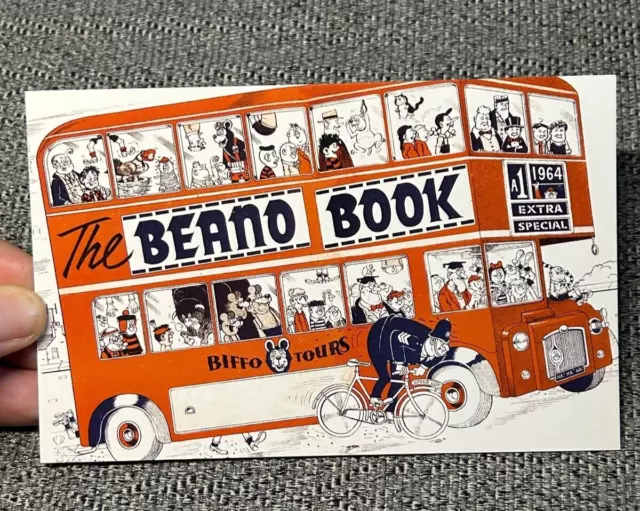 POSTCARD - The Beano Comic 2014 Biffo Tours Book Bus Retro Design