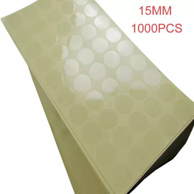 1000 15 mm pegatina redonda transparente etiquetas círculo PVC sellado laDS$g
