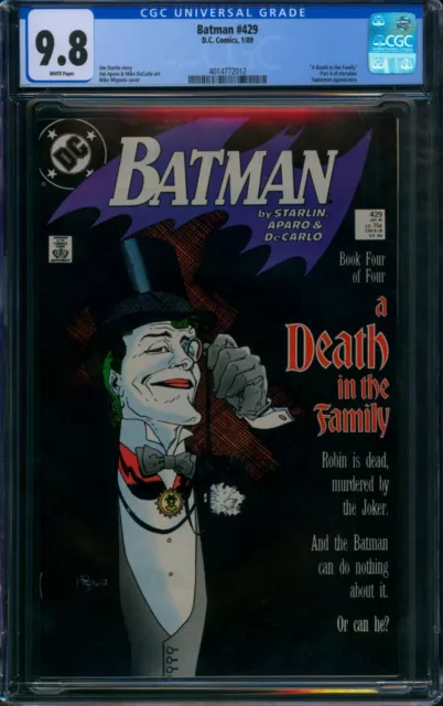 Batman #429 ❄️ CGC 9.8 White Pages ❄️ A Death in the Family Part 4 DC Comic 1989