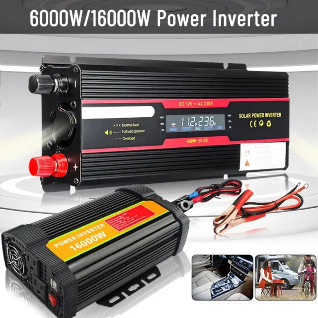 16000W/6000W Car Power Inverter DC 12V AC 110V Converter Sine Wave Solar System