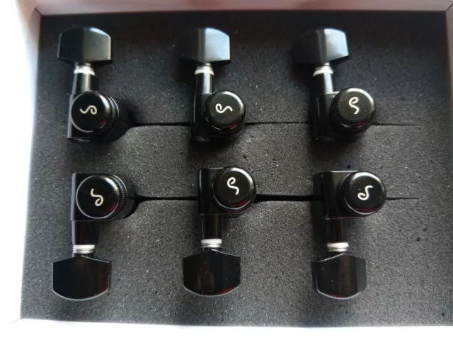 Schaller M6 de Verrouillage Broche Tuners 3+3, Petit Aile Blackchrome (Noir)