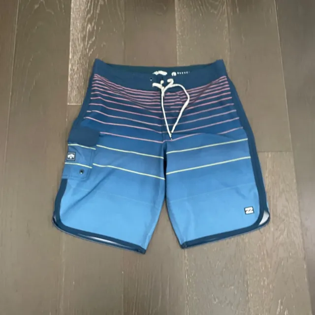 Billabong Board Shorts Mens Size 30 Blue Striped Surf Beach Casual