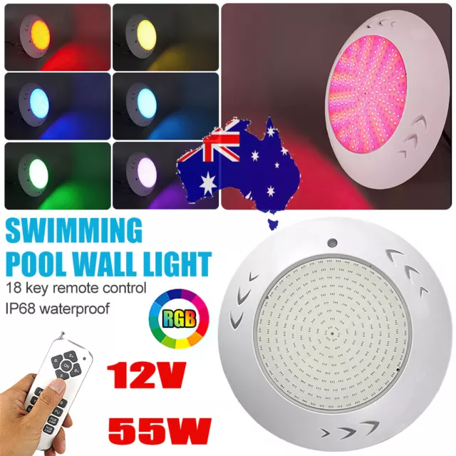 Resin Filled Swimming Pool LED Light 12V 55W RGB Remote Control Memory Function