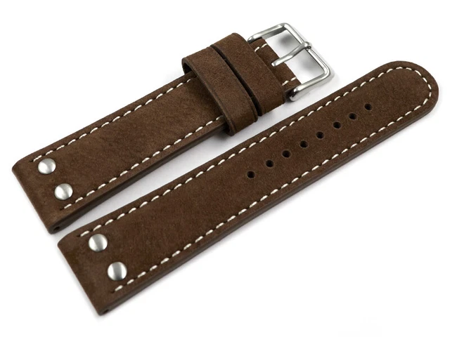 Bracelet Montre En Cuir Lisse Marron – Largeurs 18/20/22/24 Mm – Watchband Berlin – Neuf