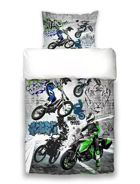 Ropa de cama giratoria beties ""Motocross Graffiti"" juvenil aprox. 155x220 cm