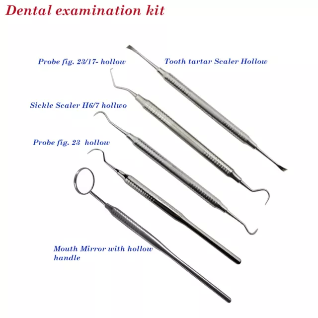 Detartreur Dentaire Explorateur Sondes + Miroirs Hygiénique Examen Diagnostic