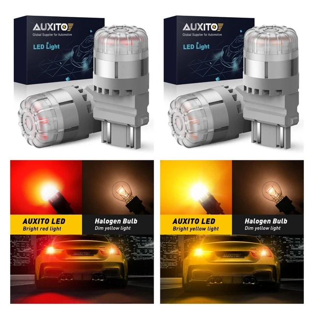3157 CANBUS Red/Amber LED Brake Stop Signal Tail Light Bulbs For Ford F-150 F250