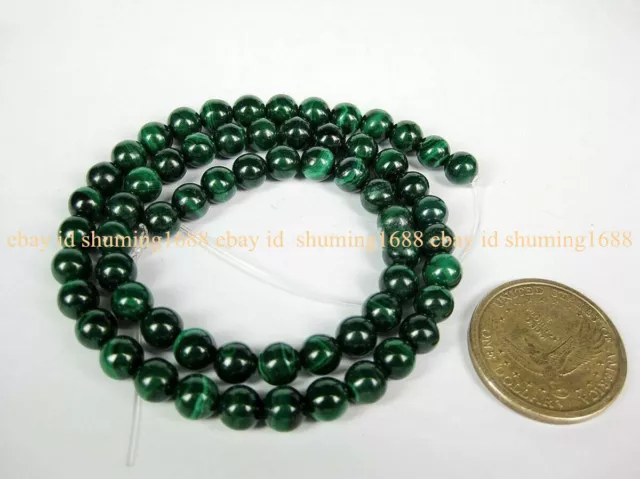 Perline sfuse 15" filo AAA++ 4/6/8/10/12 mm naturale malachite verde rotondo 3