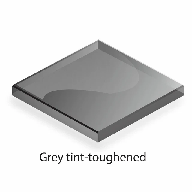 Bespoke Toughened Glass - Cut to Size - 4mm Grey Glass, Safe Cut, Unpolished