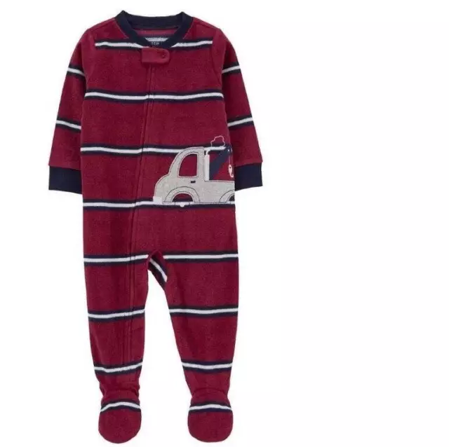 Boys Pajamas Carters Fleece Tow Truck Winter Long Sleeve Footed 1 PC-sz 24 mths