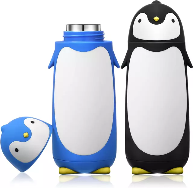 Penguin Water Bottle 2 Pieces 9.5 Oz Stainless Steel Penguin Cartoon Water Bottl