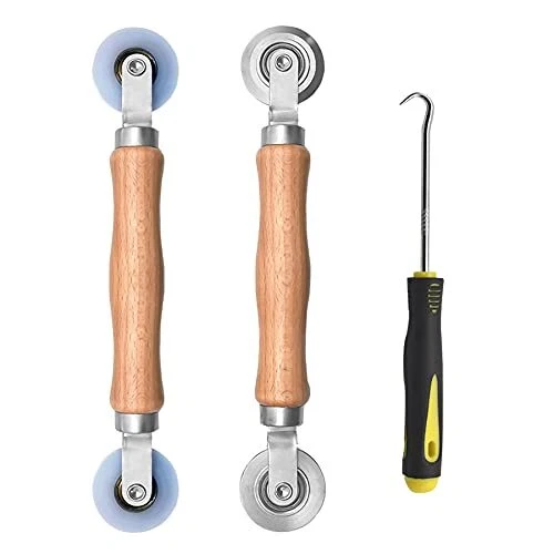 3Pcs Screen Tool Set with Wooden Handle and Steel/Nylon Bearing Wheels