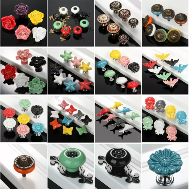 Elegant Door Pulls Handles Retro Ceramic Drawer Cabinet Knobs Furniture Hardware