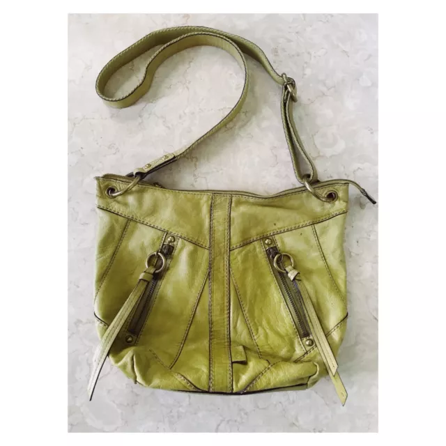 FOSSIL MONIKA - Kiwi Green Genuine LEATHER Shoulder Bag / Crossbody Purse