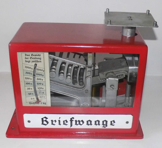 Bizerba Hubgewichtswaage, Briefwaage mit Emailschild , Post Waage , Baujahr 1936