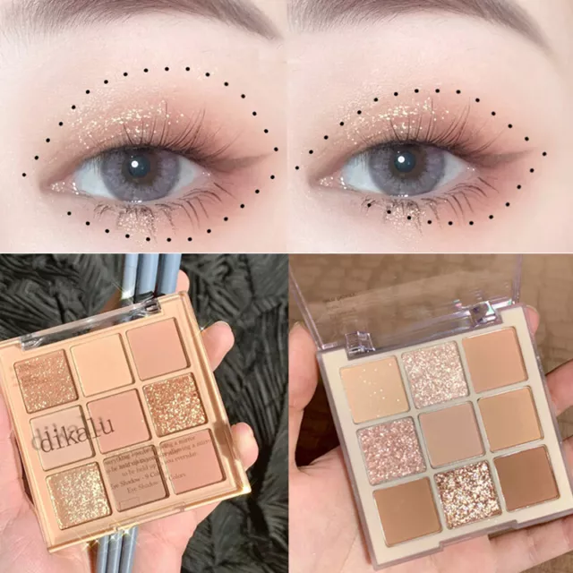 Maquillaje para Ojos Brillo Mate Nude Sombra de Paleta Purpurina Larga Dura <