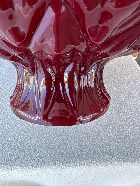 Aladdin Artichoke Ox Blood Cased Glass Oil Lamp Shade For 10in. Shade holder 4