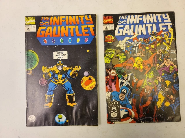 The Infinity Gauntlet # 3 & 4 Newsstand Cover (1991) Marvel Comics