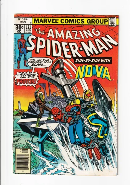 The Amazing Spider-Man #171 - 1977 Marvel - Nova - Photon 1st print Newsstand