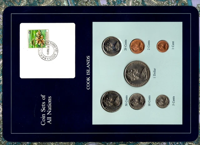 Coin Sets of All Nations Cook Islands w/card 1983 UNC $1, 50,20,10,5,2,1 cents