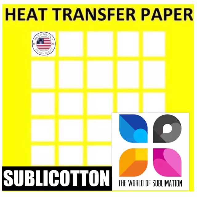 SUBLICOTTON Heat Transfer Paper 8.5"x11", 100 Sheets for Dye Sublimation cotton