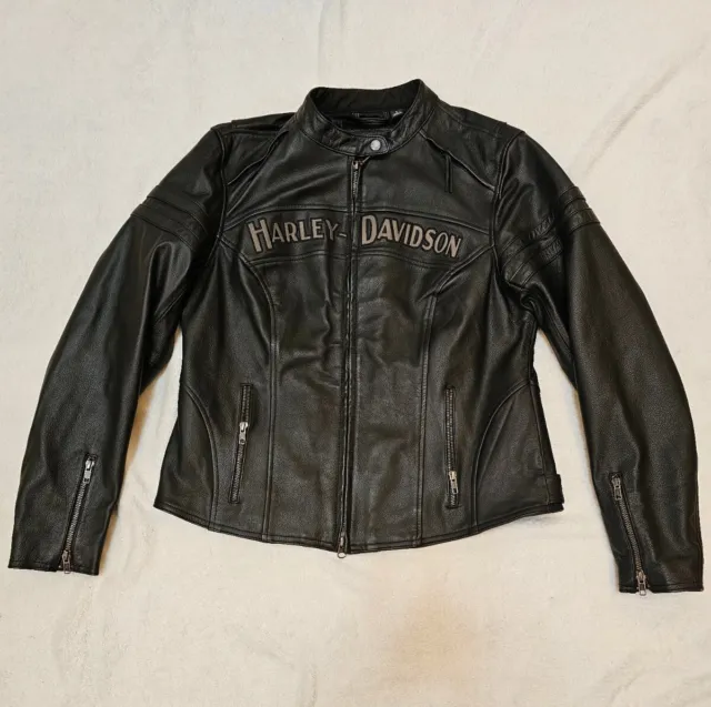 Harley Davidson Women's MISS ENTHUSIAST Black Leather Jacket Large