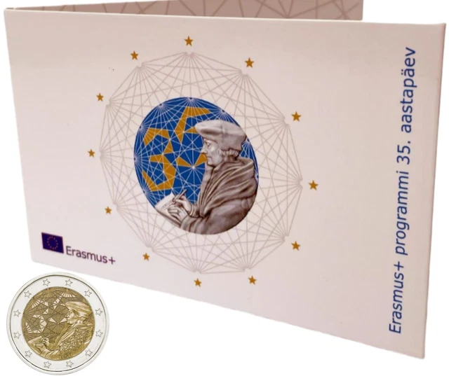 2 Euro Commemorative Coin – Estonia 2022 – 35 Years Erasmus Programme – UNC Bi-Metallic