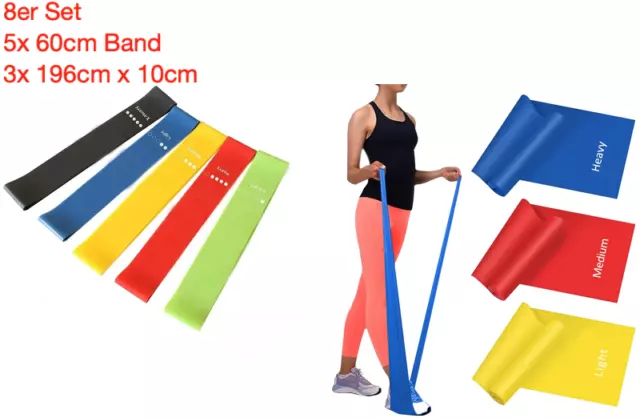 8er Fitnessband Gymnastikband Widerstandsbänder Fitness Band Trainings Gummiband