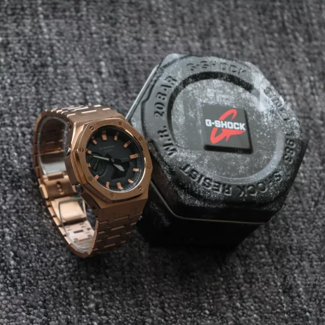 Montre Casio G-Shock Custom - GA-2100 - CASIOAK Full Metal Rose Gold Black