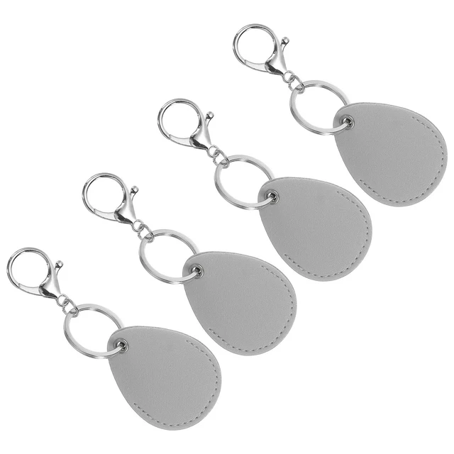 Portachiavi in pelle, 4 pz portachiavi in pelle pu, grigio