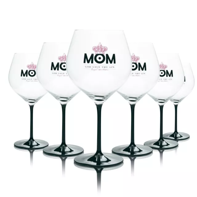 6x MOM Gin Glas 0,75l Ballon Gläser Ritzenhoff schwarzer Stiel Pink London Bar