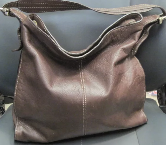 Liz Claiborne Small - Medium Soft Brown Leather Purse Handbag Shoulder Bag Hobo