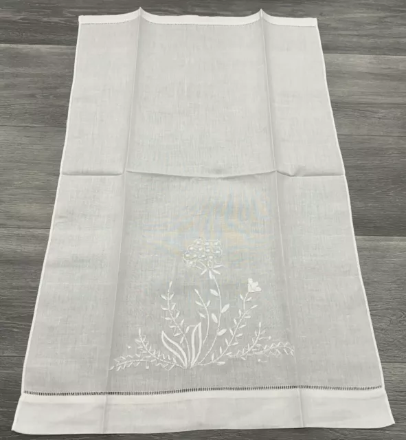 White 14x22" Embroidery 6 Pieces Fine Linen Cotton Embroidered Lace Guest Towel