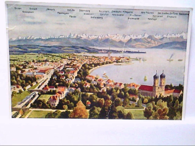AK Friedrichshafen am Bodensee, Künstlerkarte von V.Marschall, Panoramaansicht,