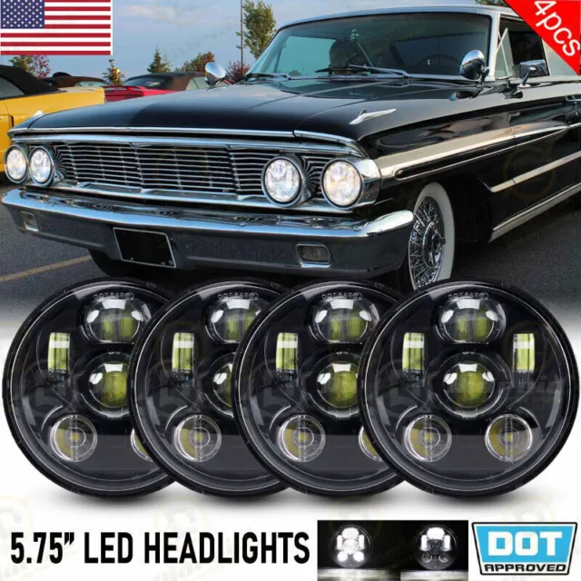 4PC 5-3/4 5.75" LED Headlights Hi-Lo Beam Projector For Ford Galaxie 500 1962-74