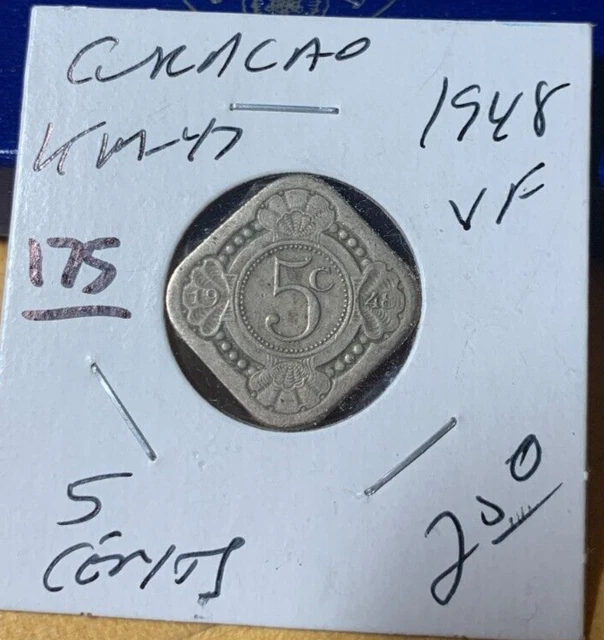 1948 Curacao 5 Cents KM# 47, XF condition. NO RESERVE