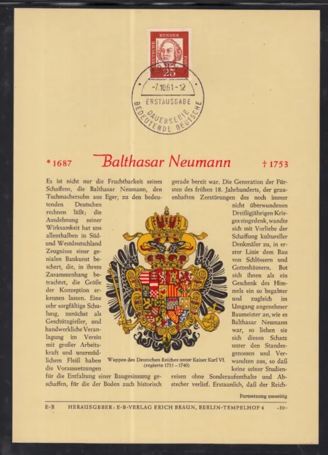 BRD herrlicher Privat ETB 1961 - Bedeutende Deutsche Neumann Balthasar