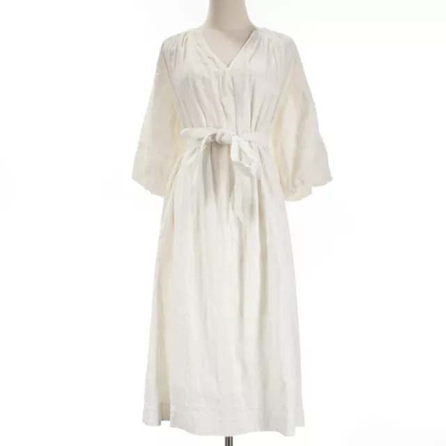 Apiece Apart NWT Sun Mesa V-Neck Midi Dress with Belt Size XS in Cream Cotton