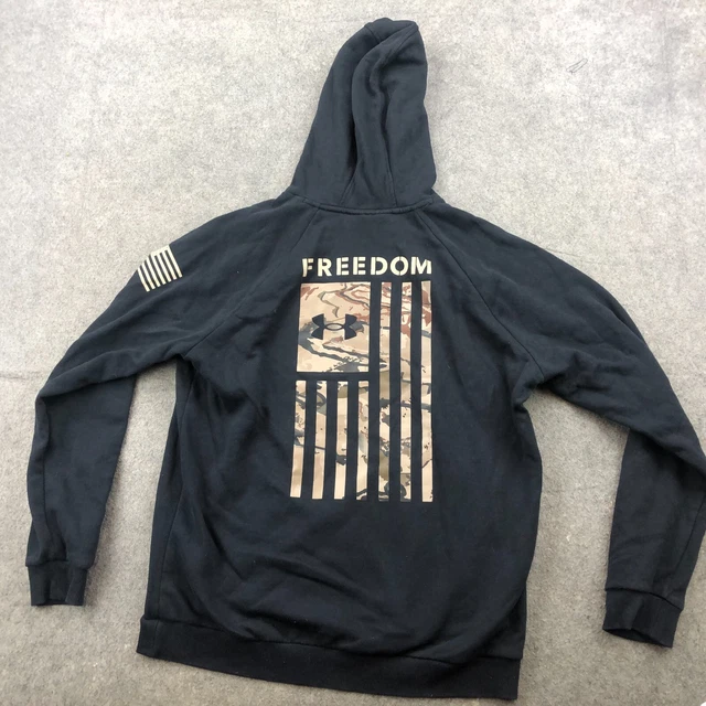 Under Armour Hoodie Mens Large Camouflage Logo Pullover Fleece Freedom Flag