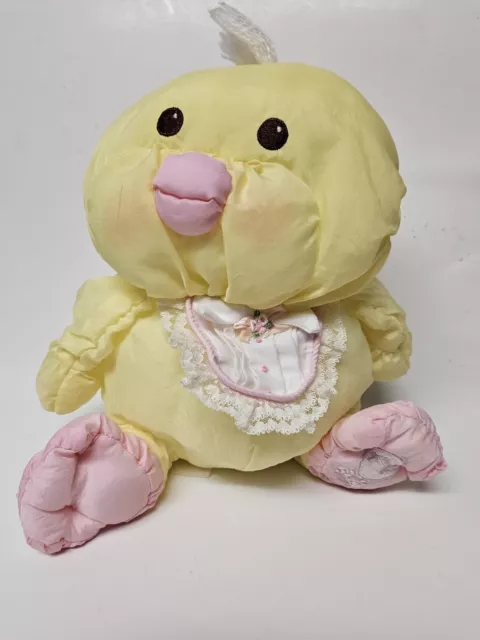 Vintage Fisher Price Puffalump Yellow Chick Pink Beak #8010 Nylon Plush 1986