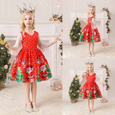 Toddler Flower Girls Polka Dots Christmas Dress  Party Xmas Princess Dresses