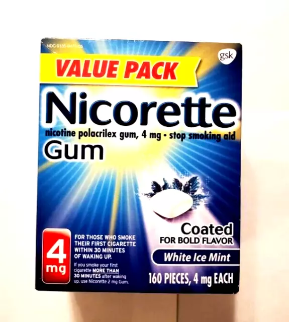 Nueva goma de nicotina blanca como nueva Nicorette 4 mg - 160 unidades vencimiento 07/2026