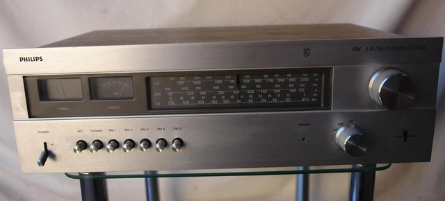 RARE PHILIPS 694 Am Fm-Stereo Tuner Radio Récepteur Dans Joli Bois ...